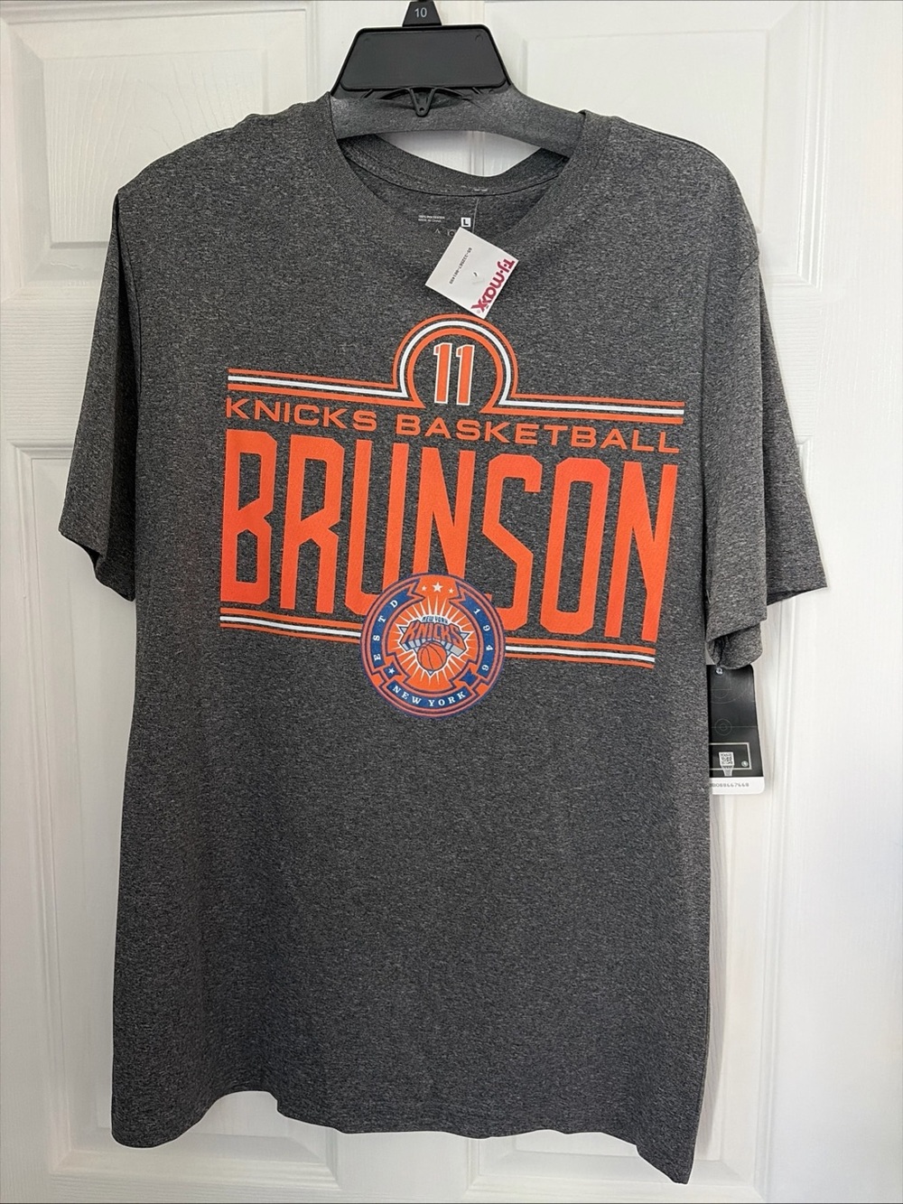 NBA MENS/WOMANS JALEN BRUNSON #11 NEW YORK KNICKS TEE-SHIRT SIZE LARGE  NWT GRAY